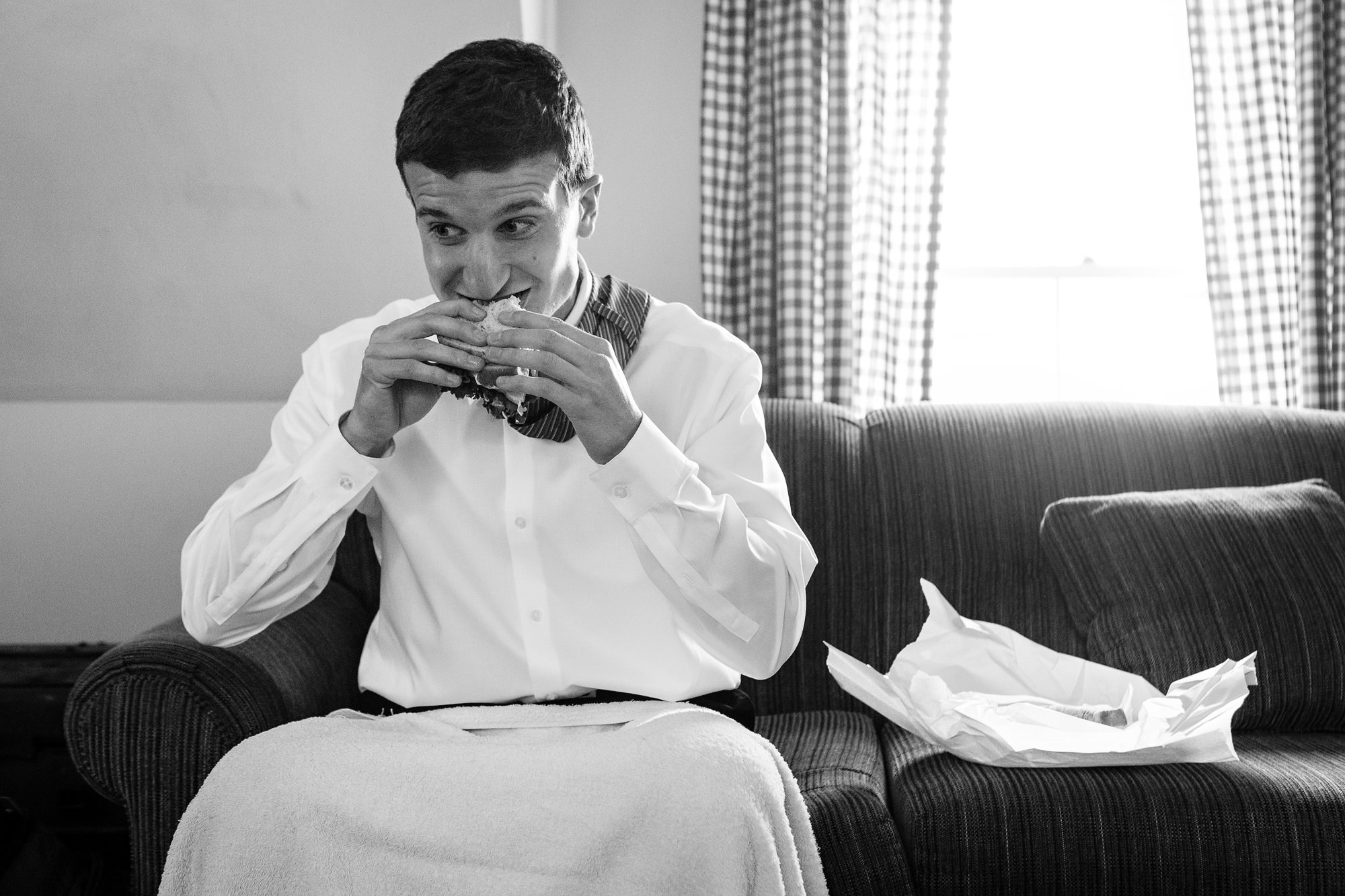 A groom prepares for his Mount Desert Island wedding in Maine