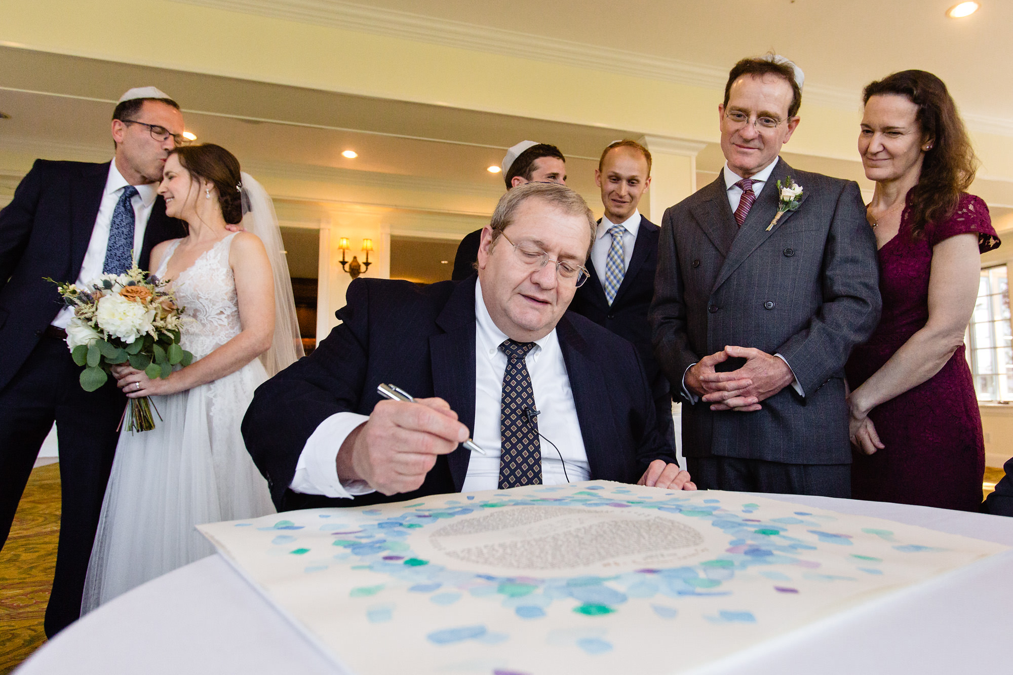 The signing of the ketubah at the Bar Harbor Club in Maine