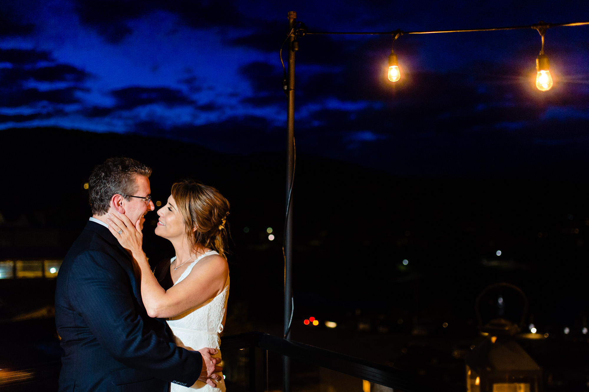 The bride and groom pose for a portrait at their 16 Bay View Wedding in Maine