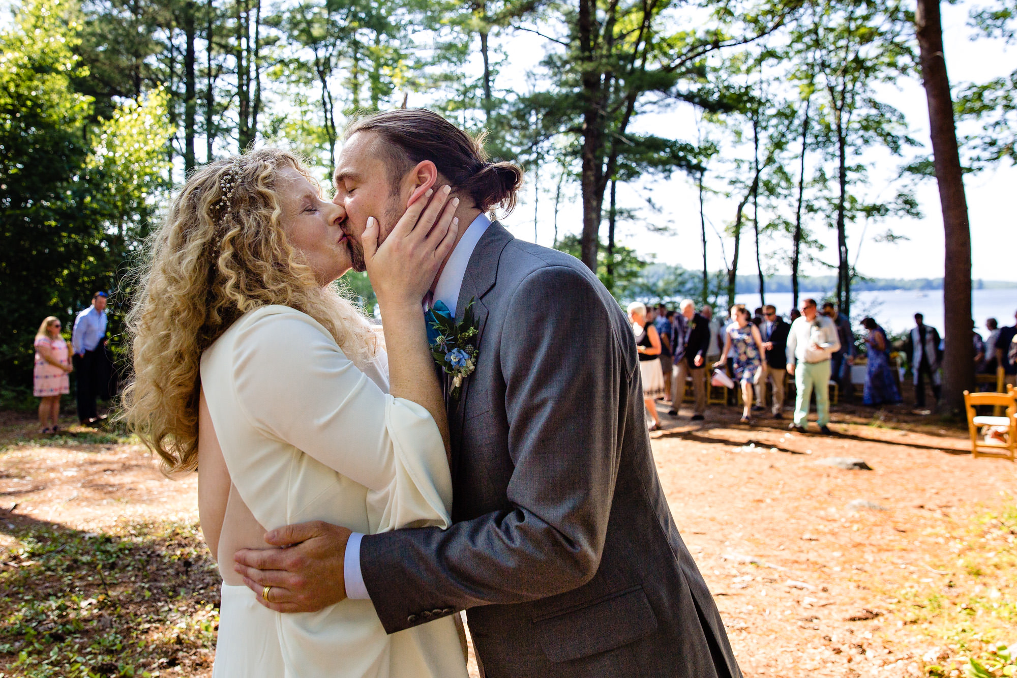 A lakeside wedding ceremony in western Maine