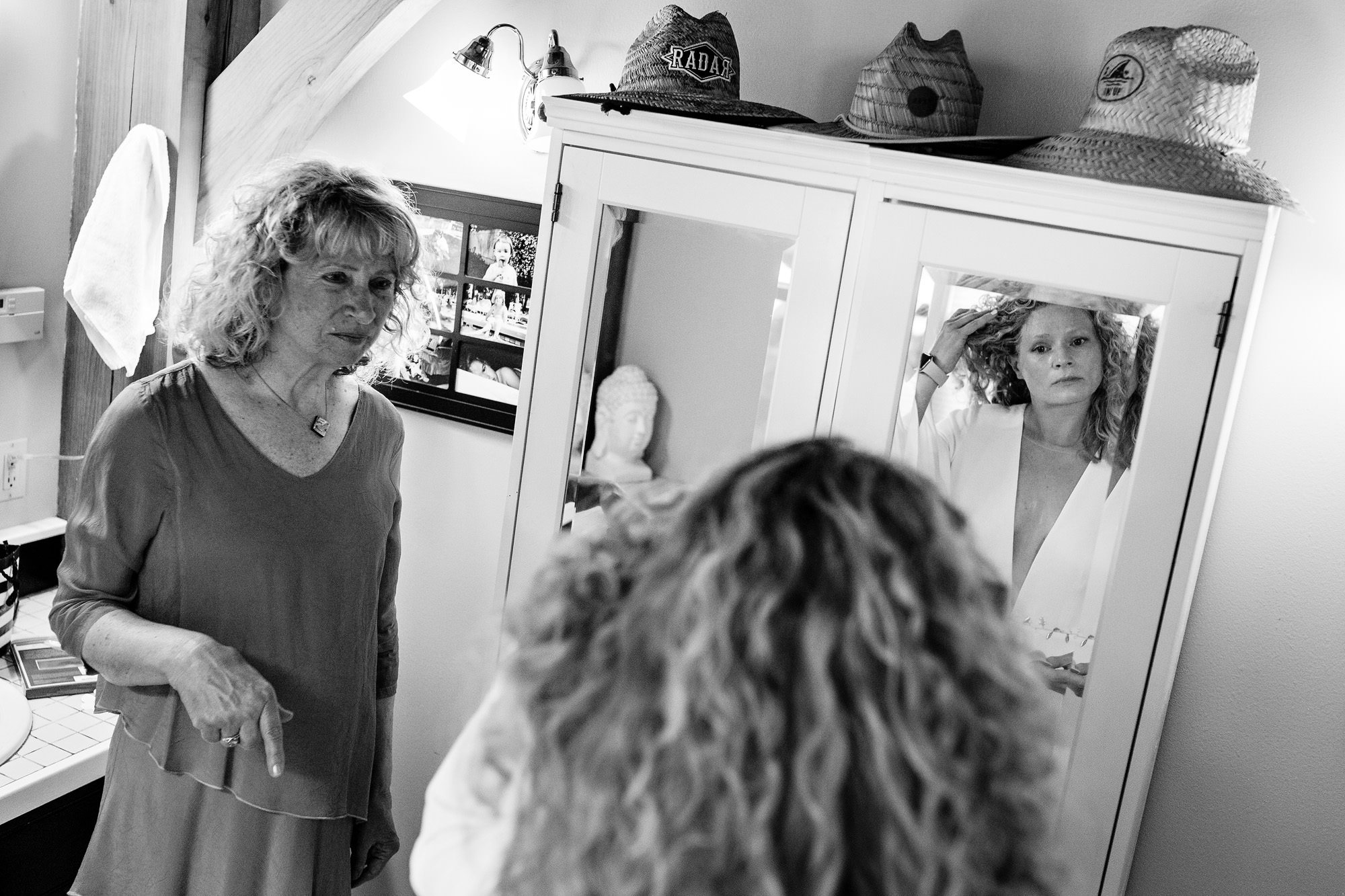 A bride gets ready for her wedding in Poland Maine Maine.