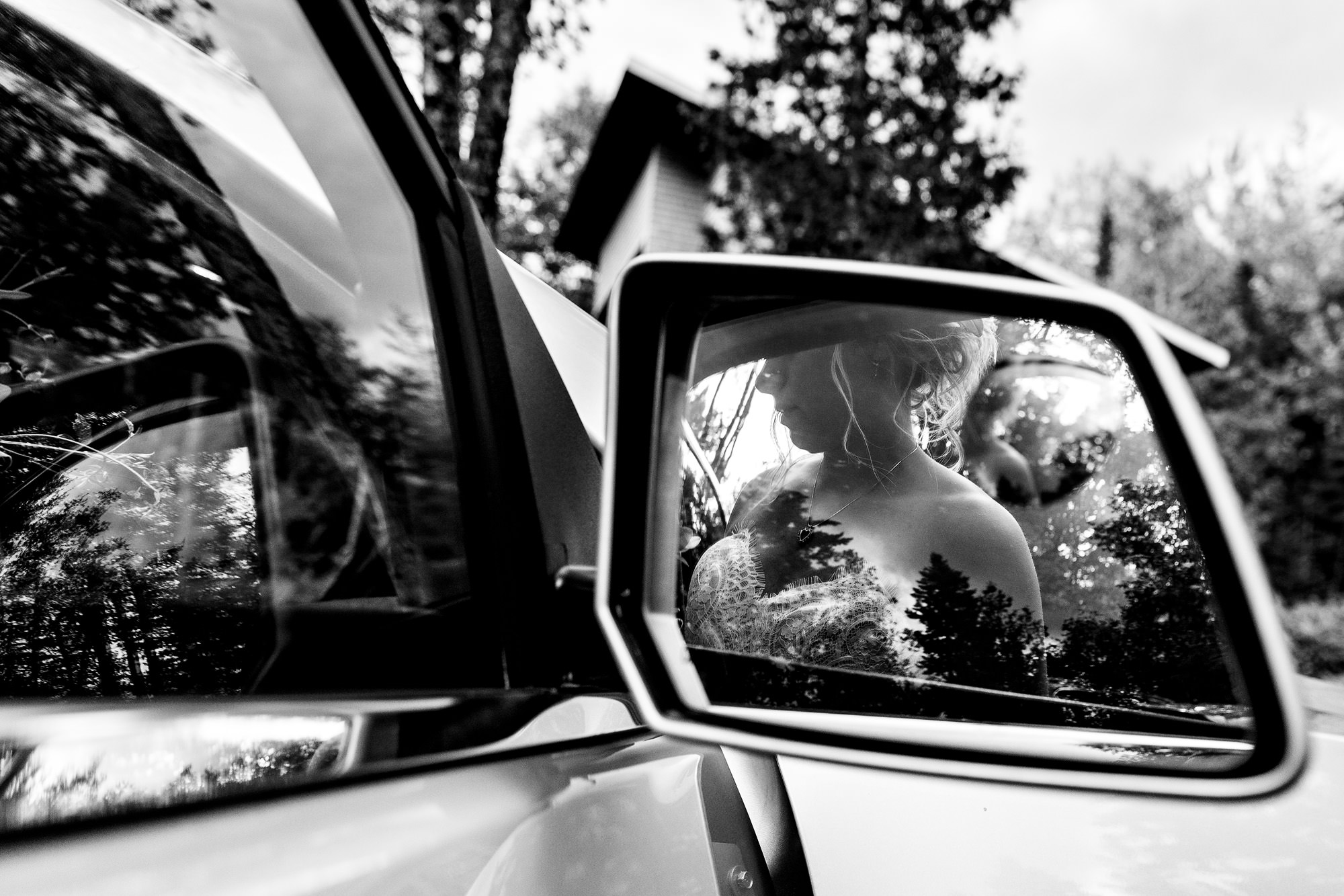 The bride leaves for her private residence wedding in Lamoine, Maine