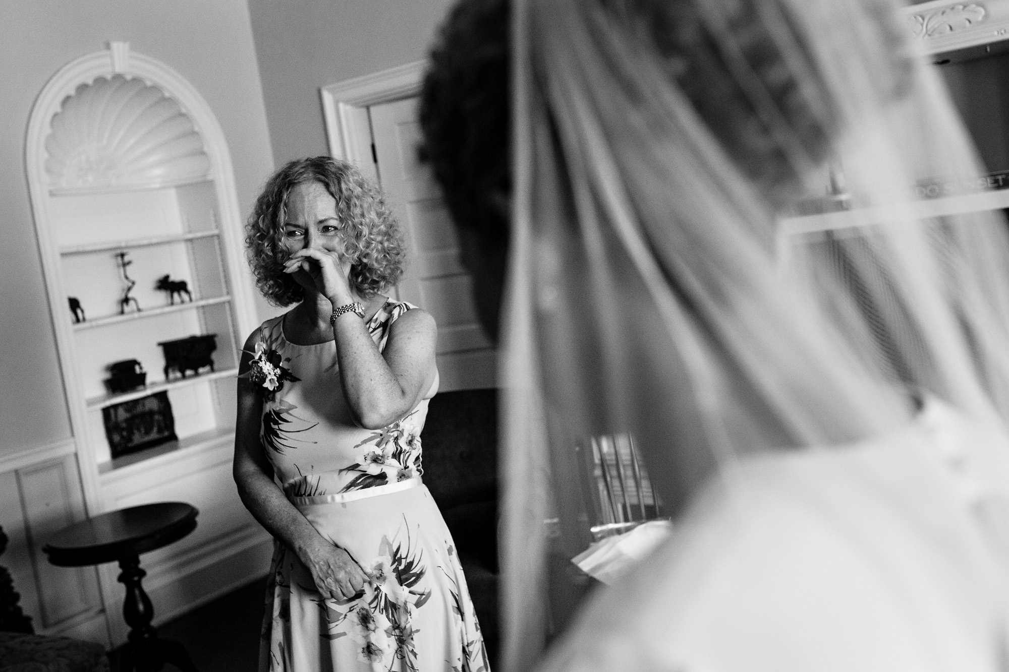 A bride prepares for her Bar Harbor wedding in Maine