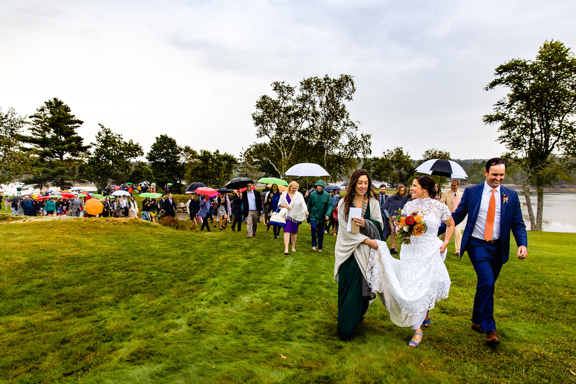A colorful midcoast Maine rainy wedding