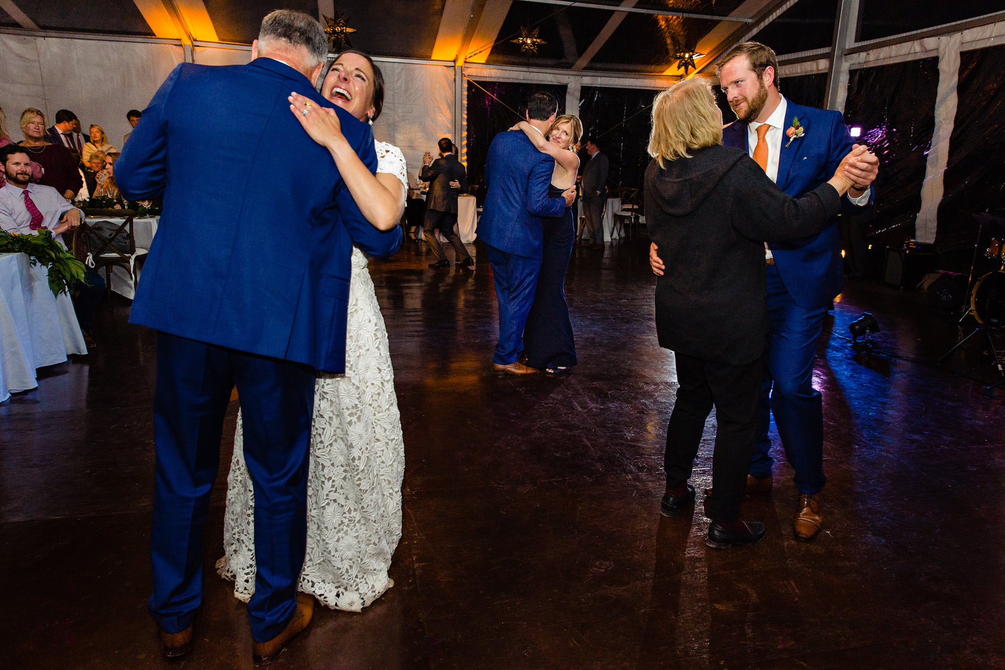Parent dances at a Blue Hill Maine wedding