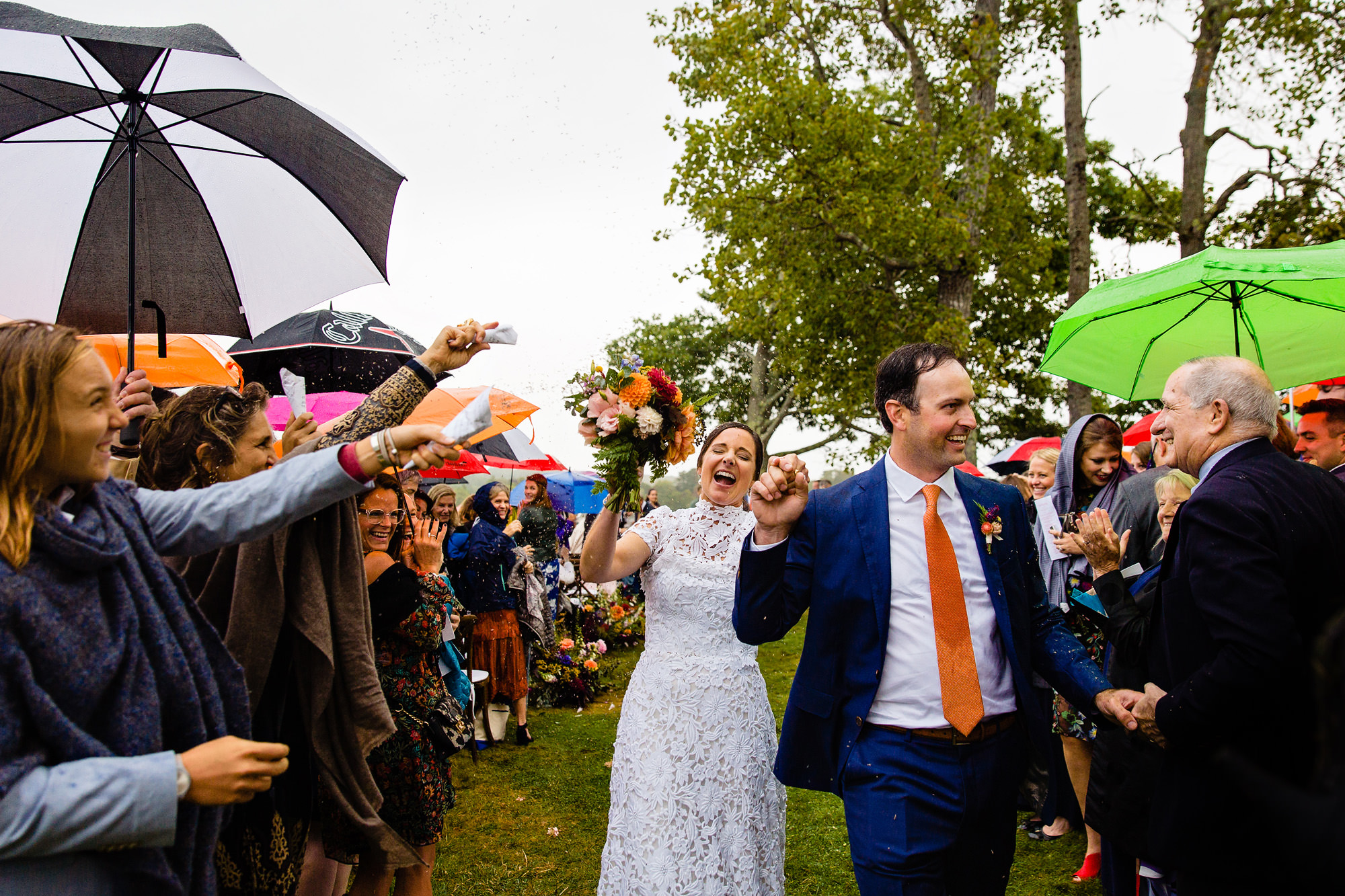 A colorful midcoast Maine rainy wedding
