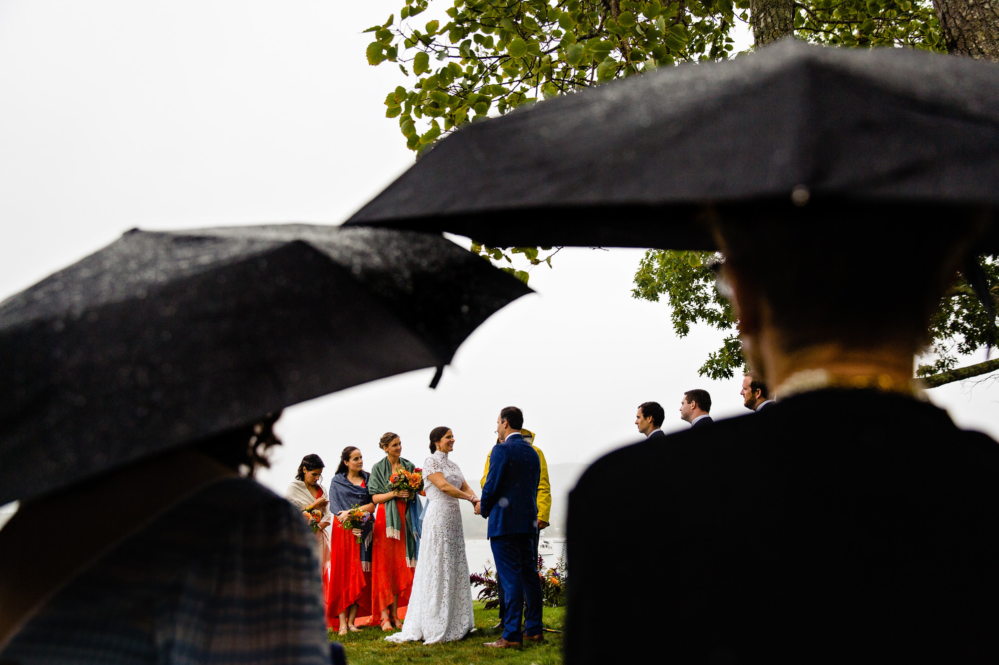 A rainy wedding celebration in midcoast Maine