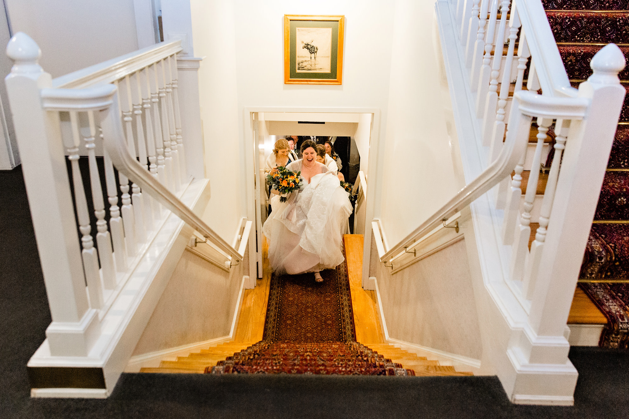 The bride walks into her Freeport Maine wedding reception