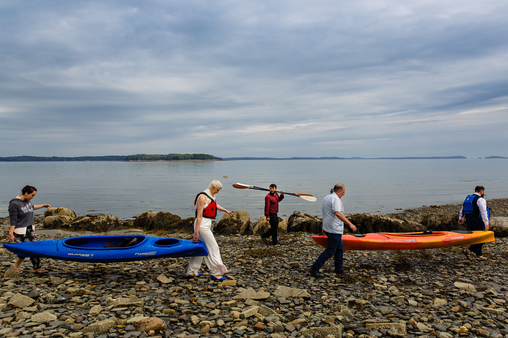 Coastal Maine wedding kayak