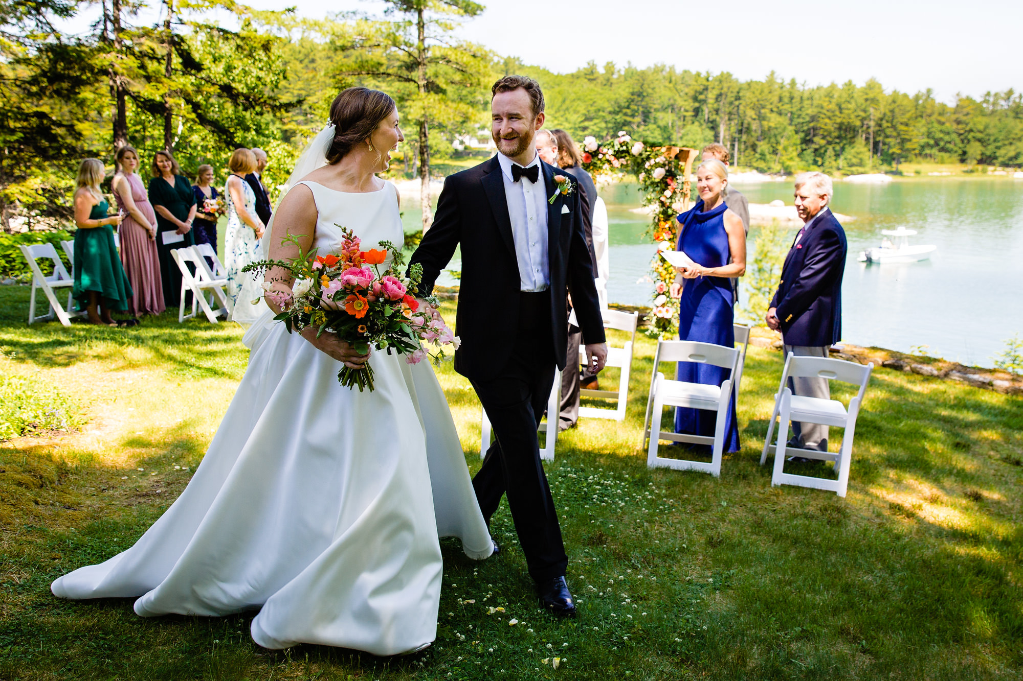 An intimate wedding ceremony on the ocean in Blue Hill, Maine