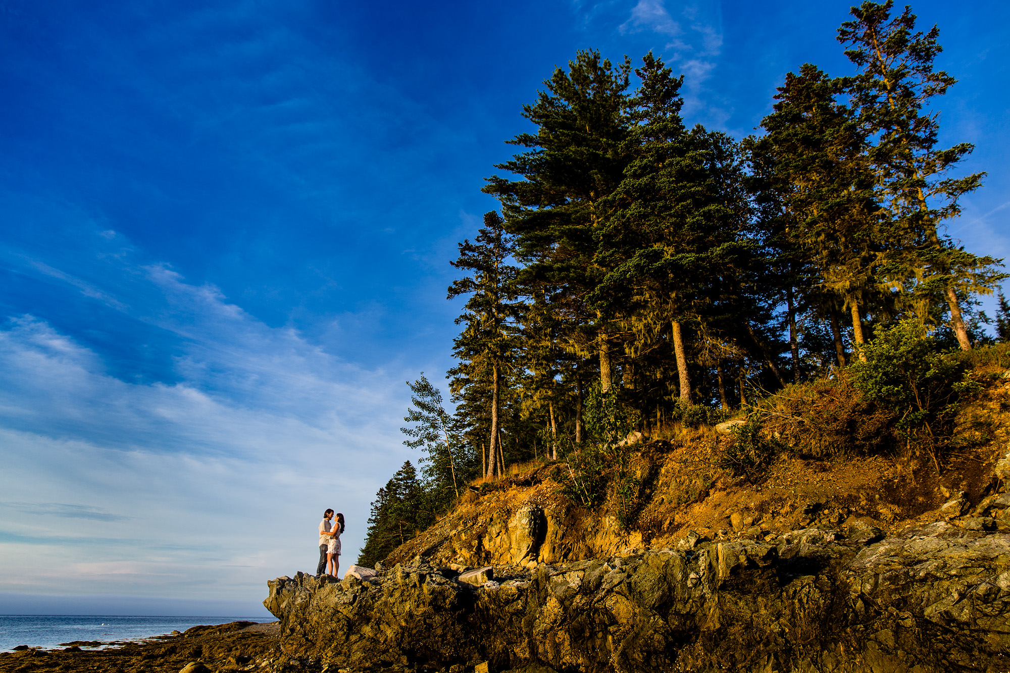 An engagement session on the coast of Bar Harbor, Maine