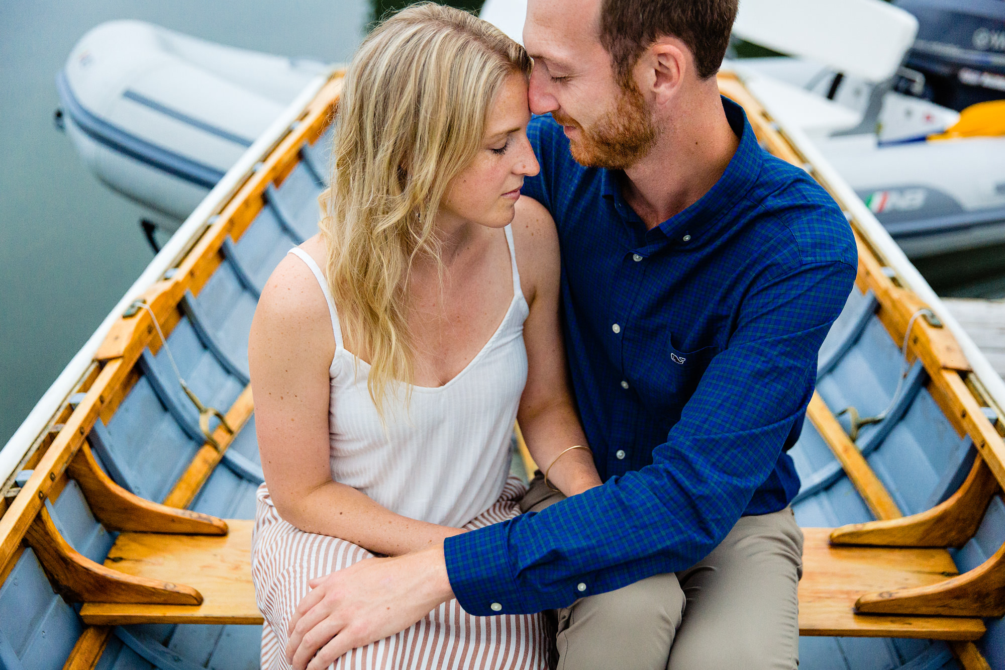 Engagement Portraits taken at a marina in Northeast Harbor, Maine