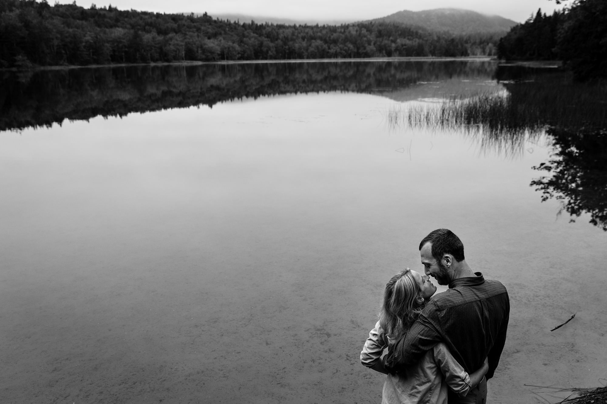 Engagement portraits taken at Little Long Pond in Northeast Harbor, Maine