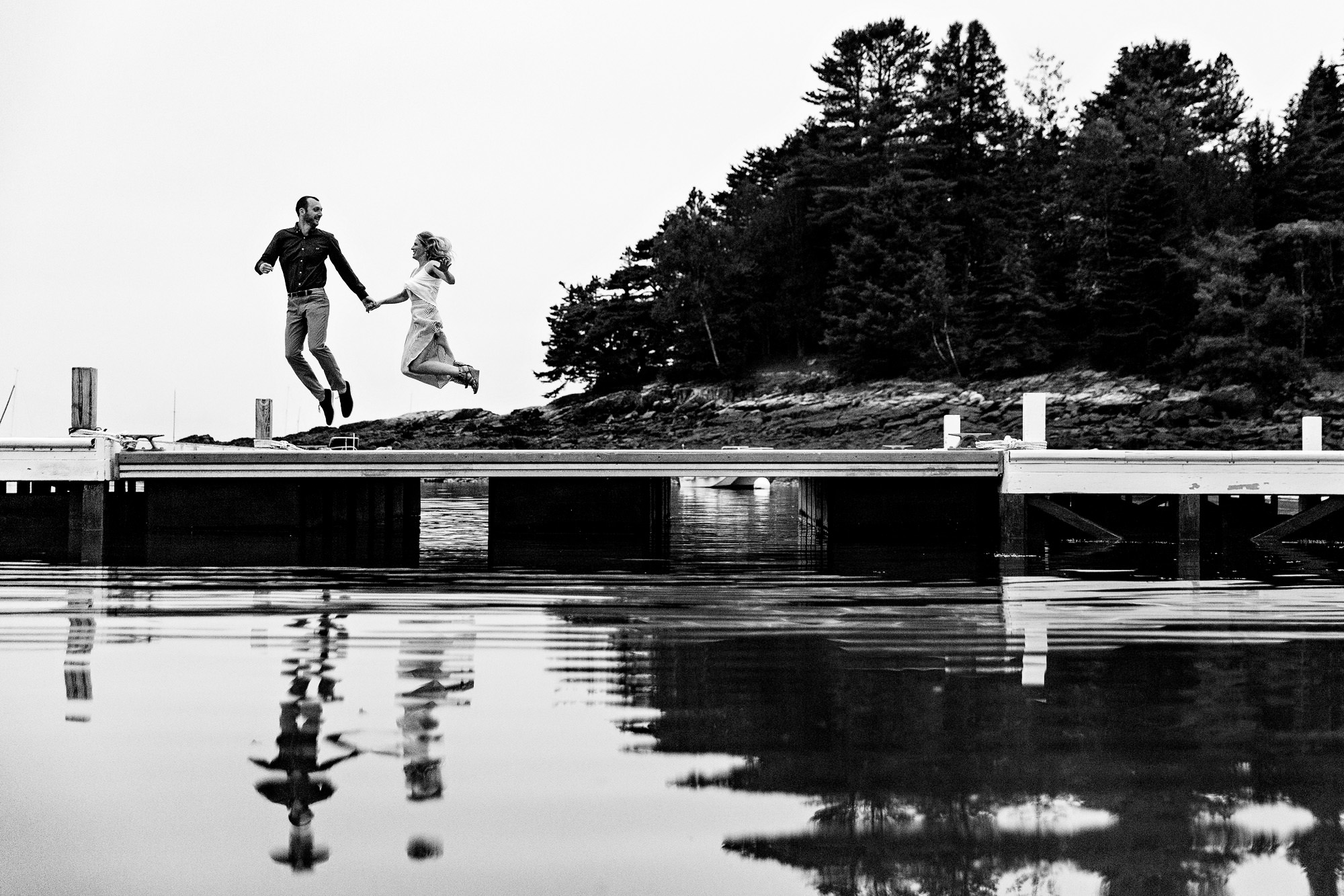 Engagement Portraits taken at a marina in Northeast Harbor, Maine