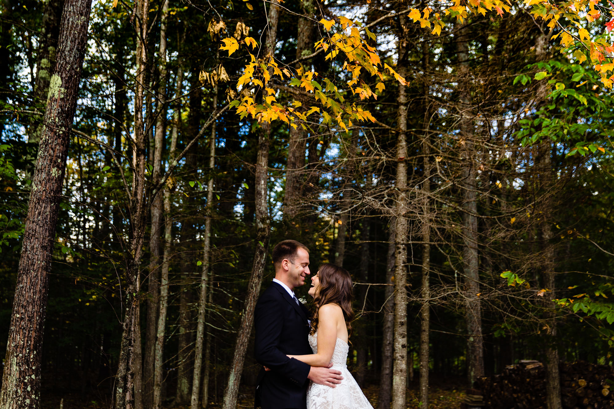 Fall wedding portraits taken in southern Maine