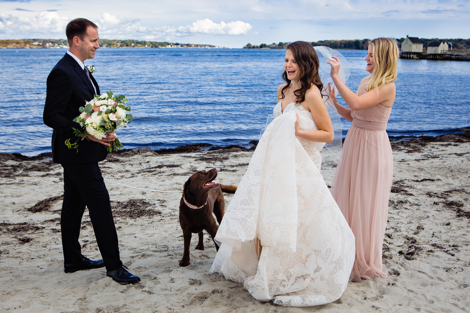 Wedding portraits at Willard Beach in South Portland, Maine