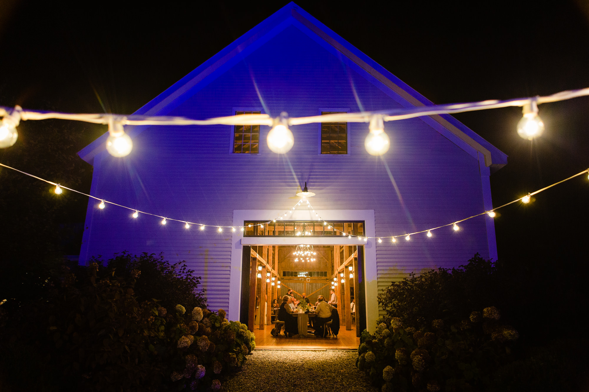 A wedding reception at the Barn at Flanagan Farm in Maine