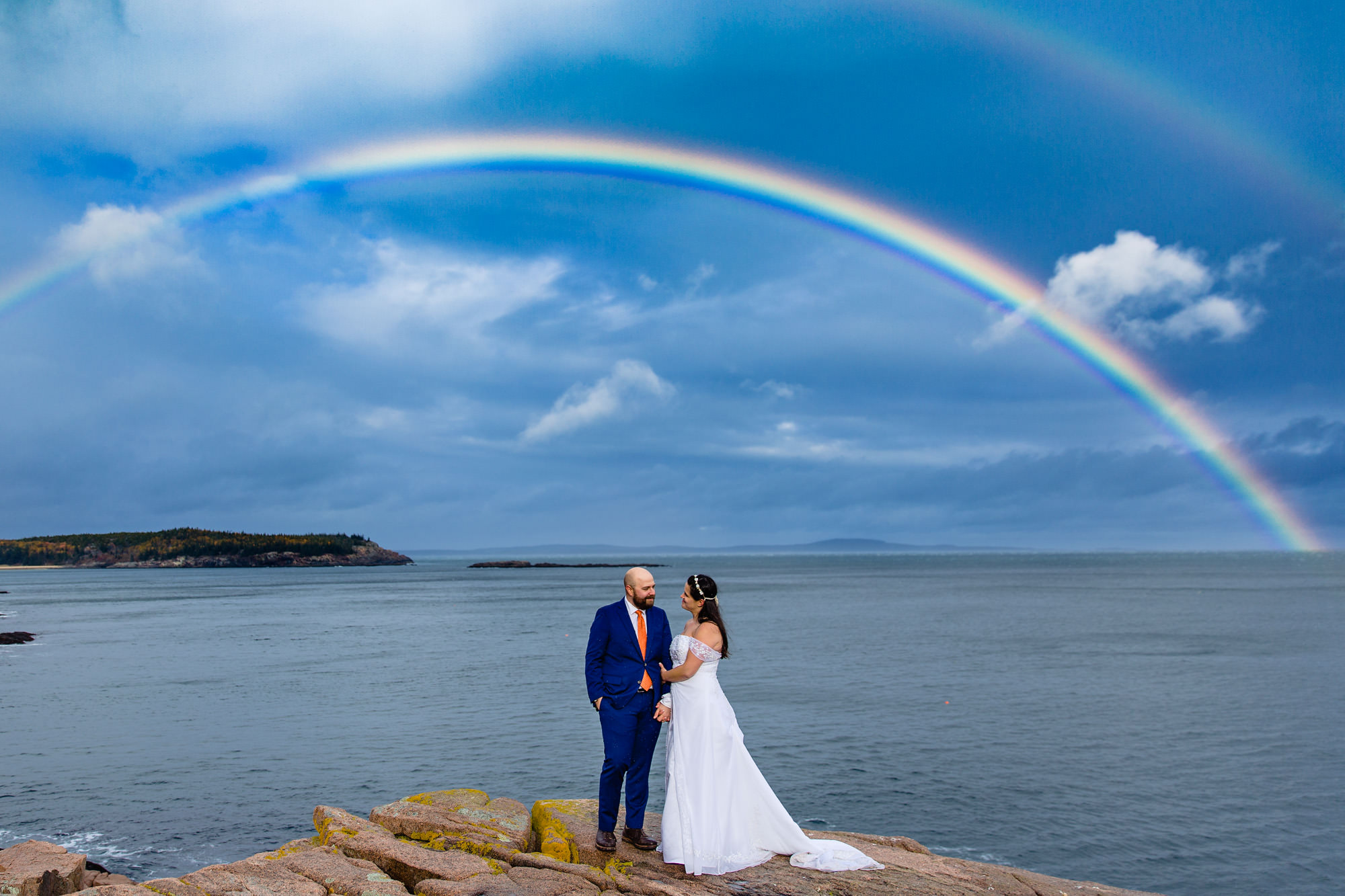 An Acadia Adventure Elopement that featured a rainbow