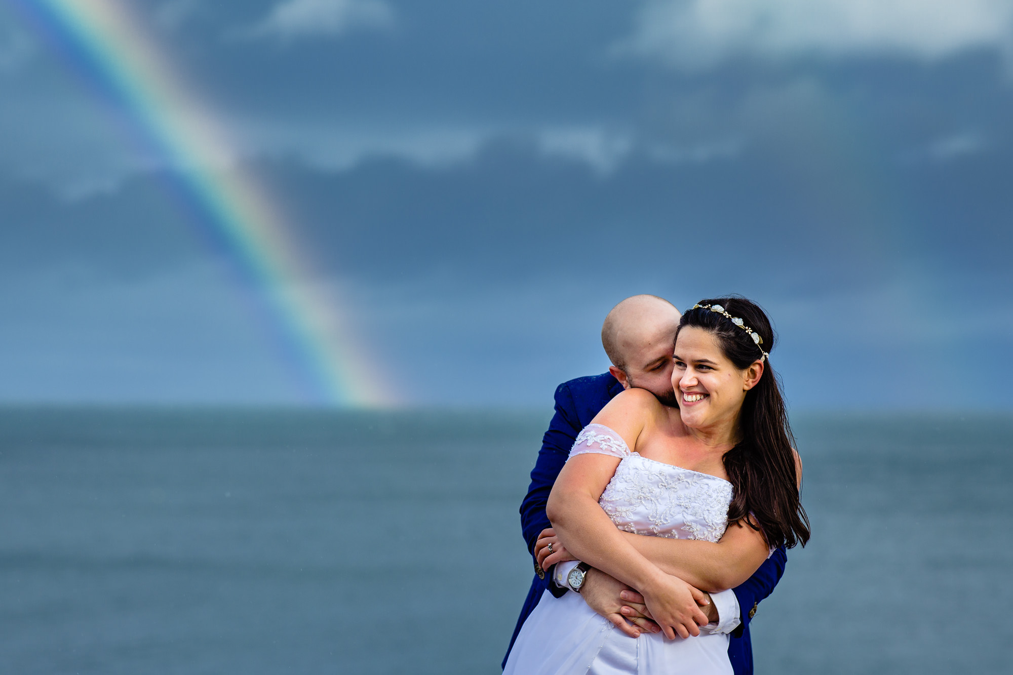 Rainbow wedding portraits taken in Acadia National Park