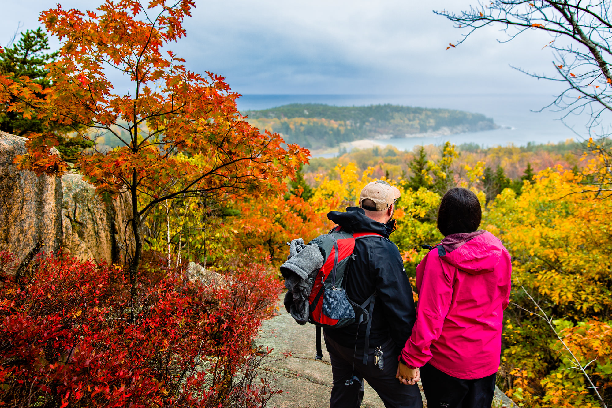 A couple hikes Beehive in the fall in Acadia National Park