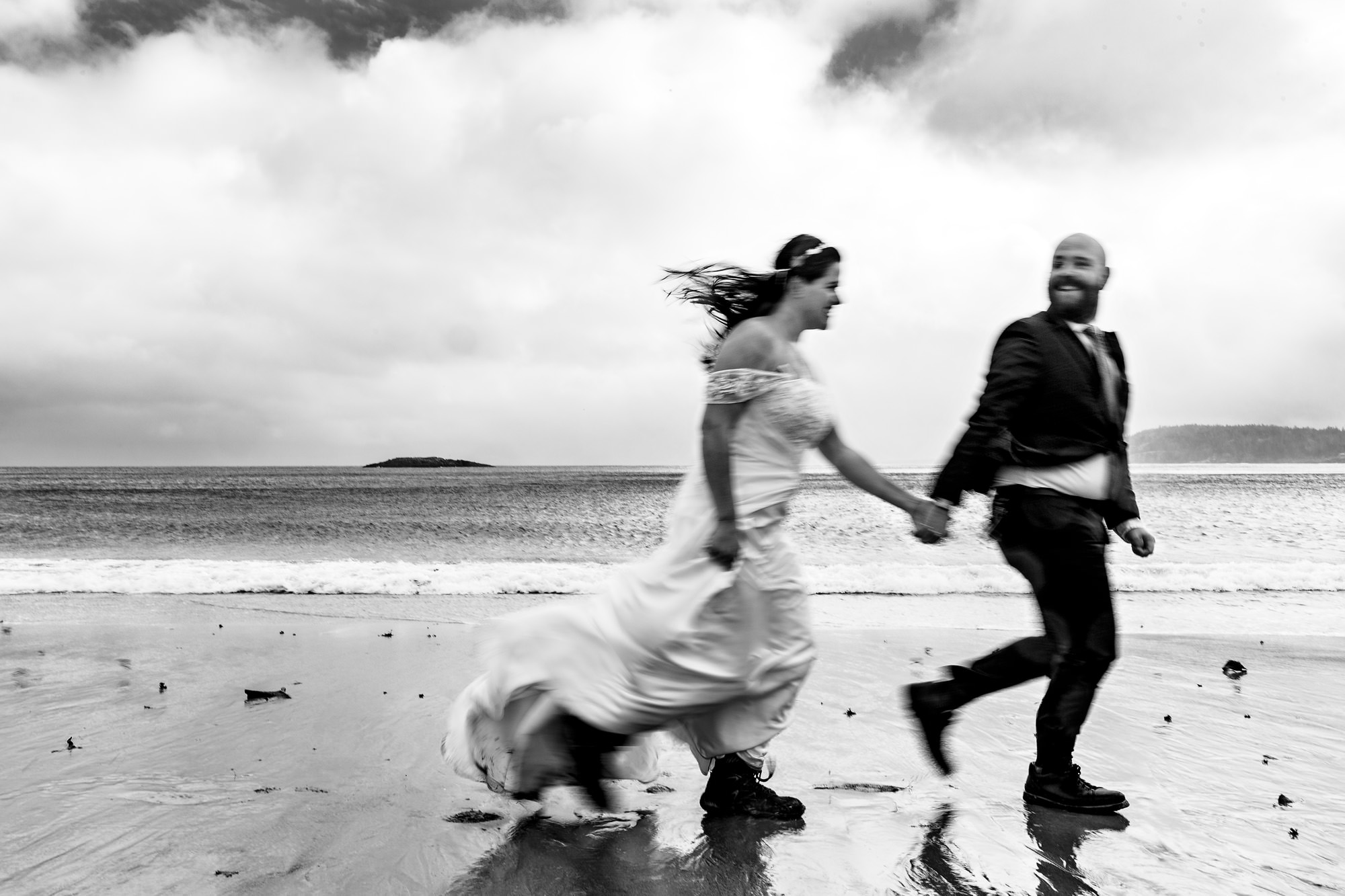 Elopement portraits at Sand Beach in Acadia National Park