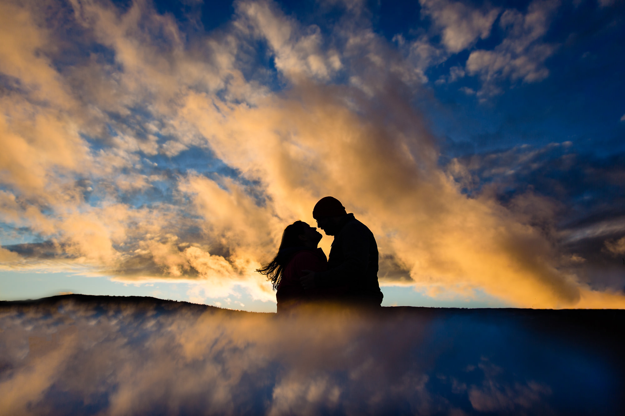 Sunset portraits on a mountaintop in Acadia National Park in Maine