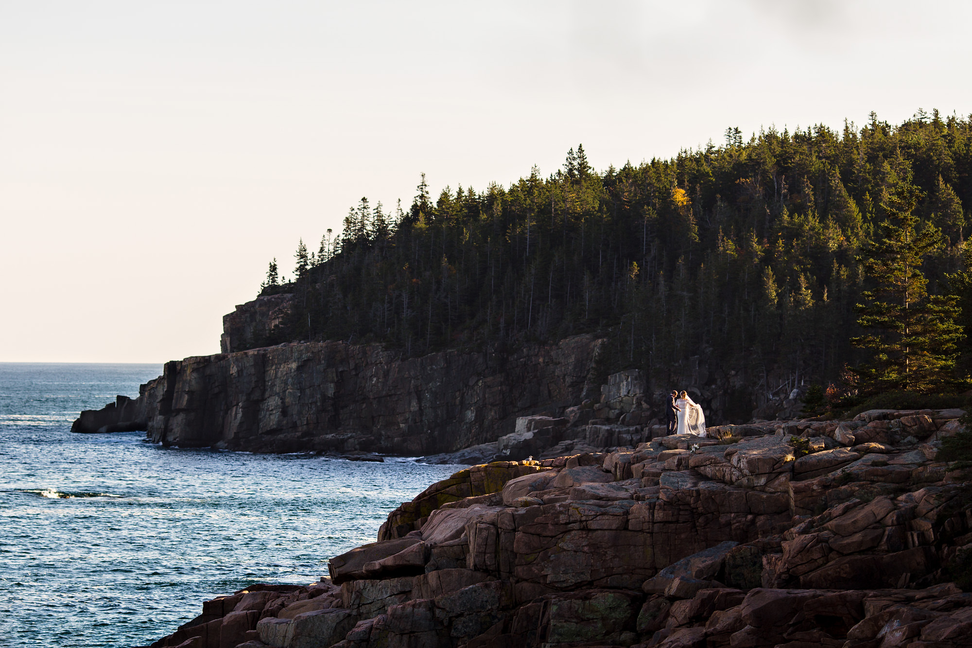 Wedding portraits near Otter Cliffs in Acadia National Park