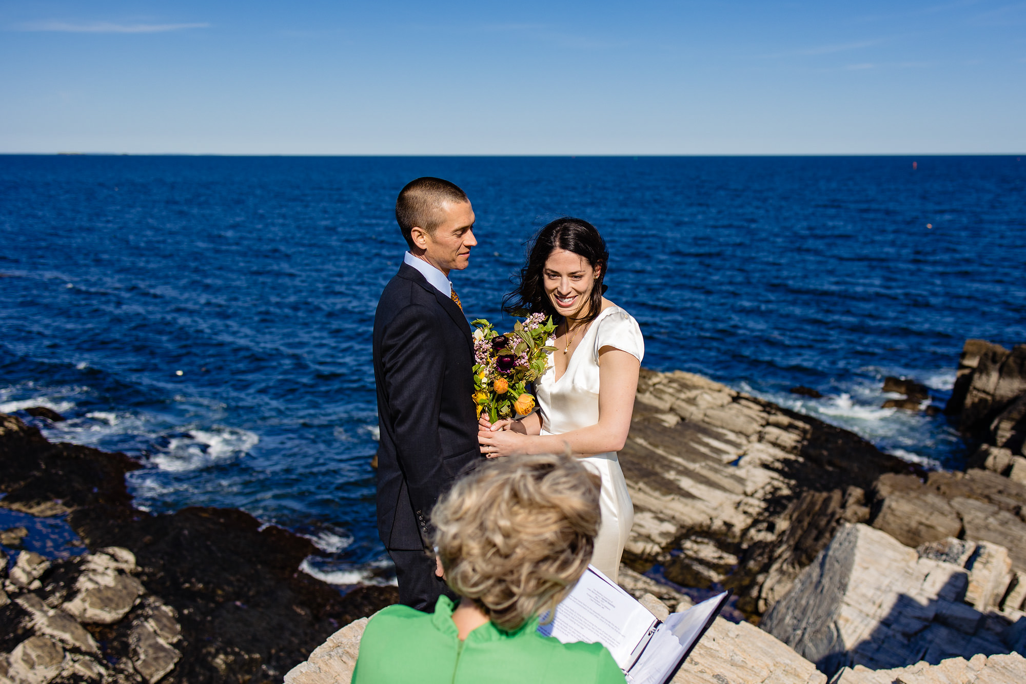 An elopement ceremony at Portland Head Light in Cape Elizabeth Maine