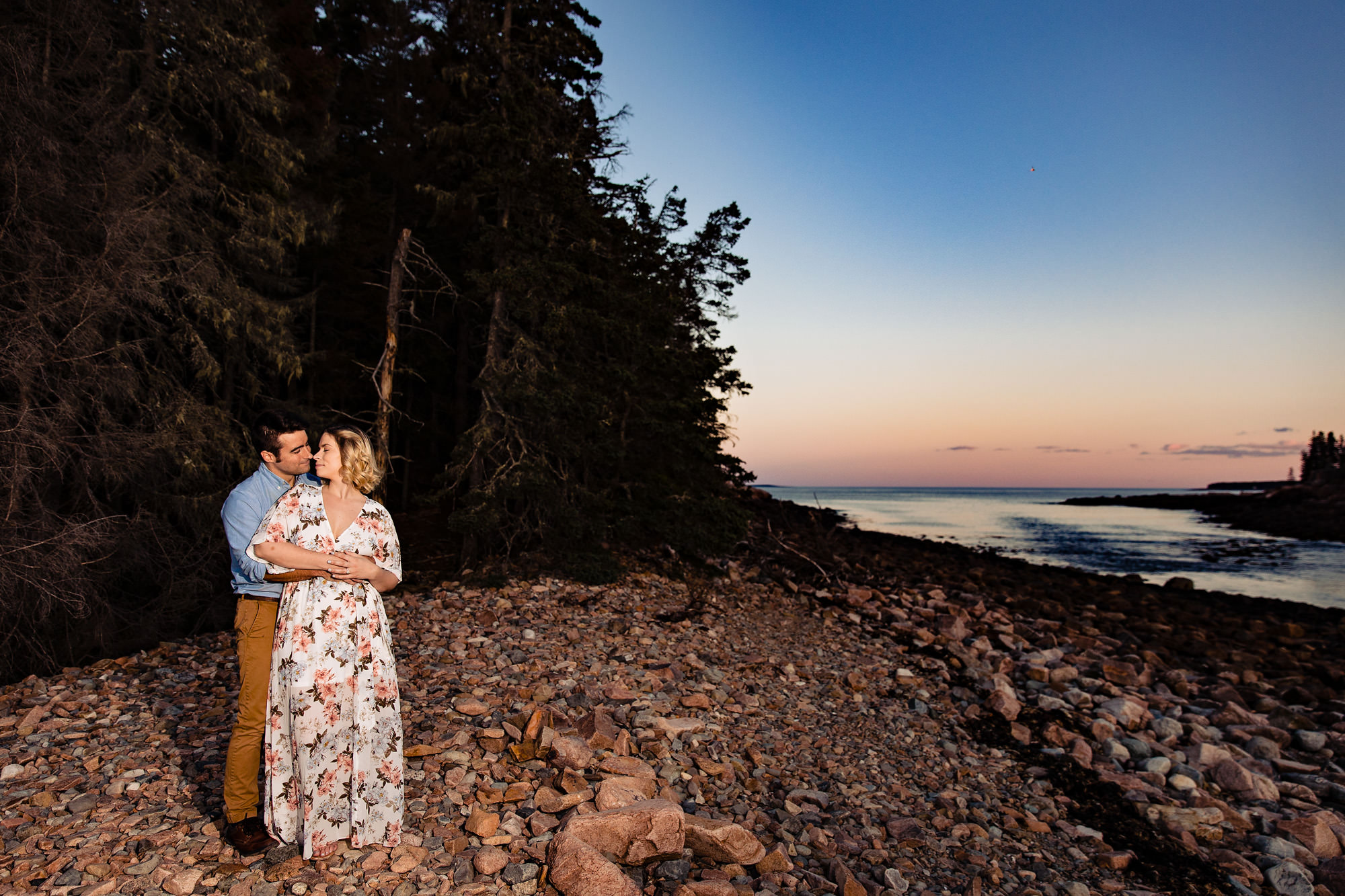 An engagement session on the quiet side of Acadia National Park in Maine