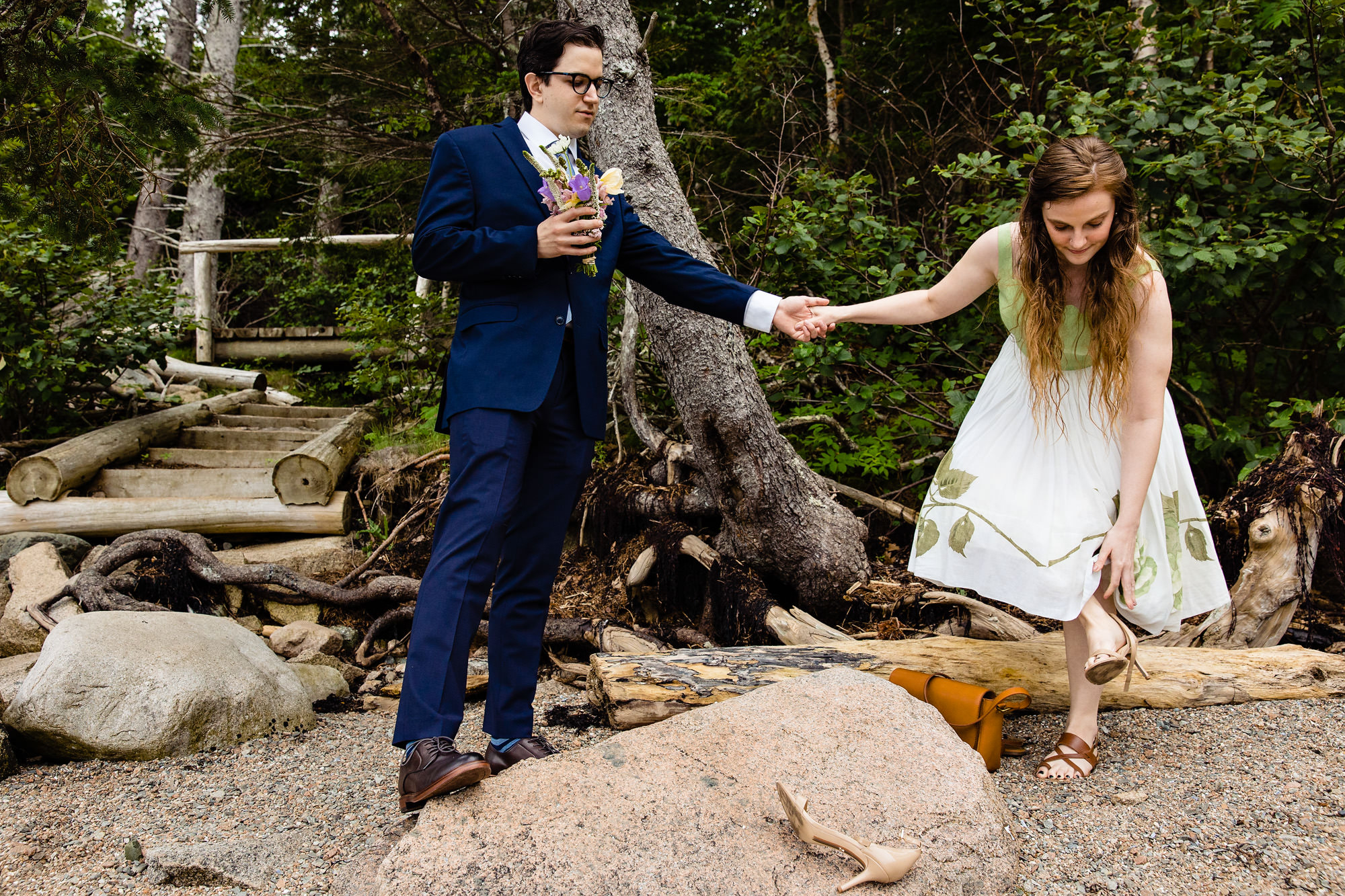 An elopement at a hidden cove in Acadia National Park