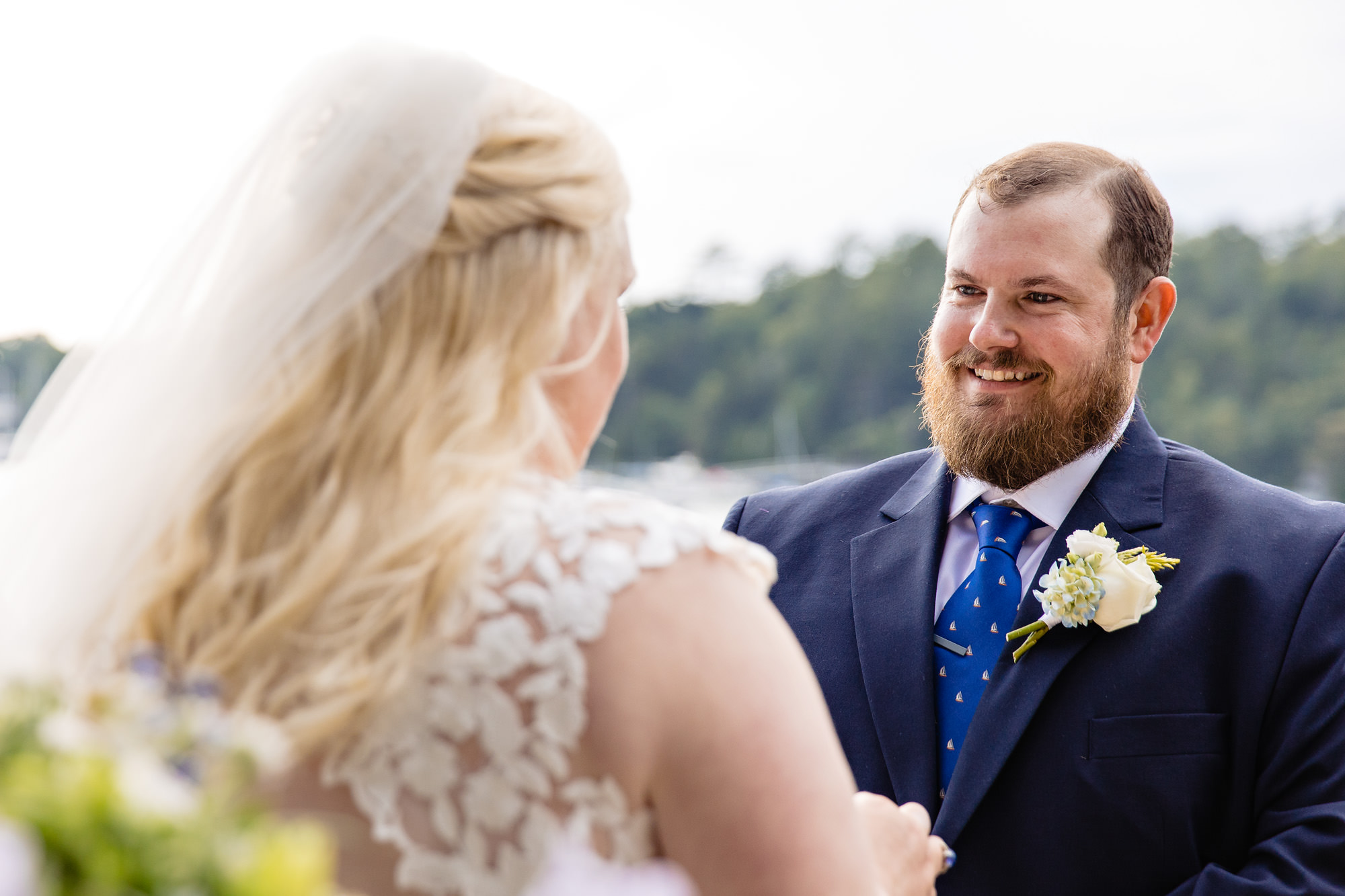 A beautiful wedding ceremony at Thuya Dock on MDI, Maine