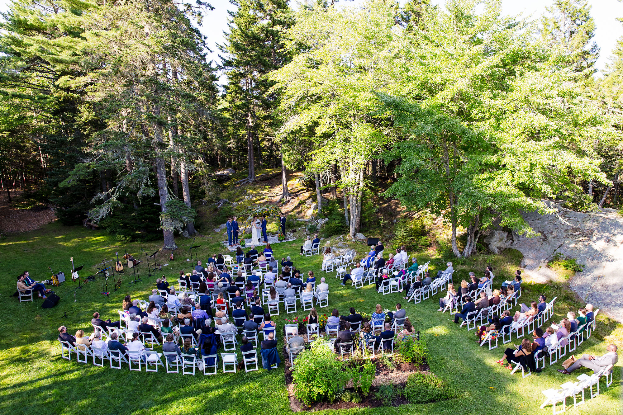 A backyard wedding ceremony in Blue Hill, Maine