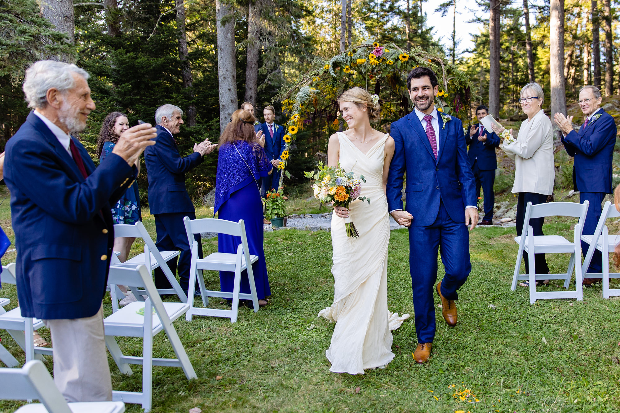 A backyard wedding ceremony in Blue Hill, Maine