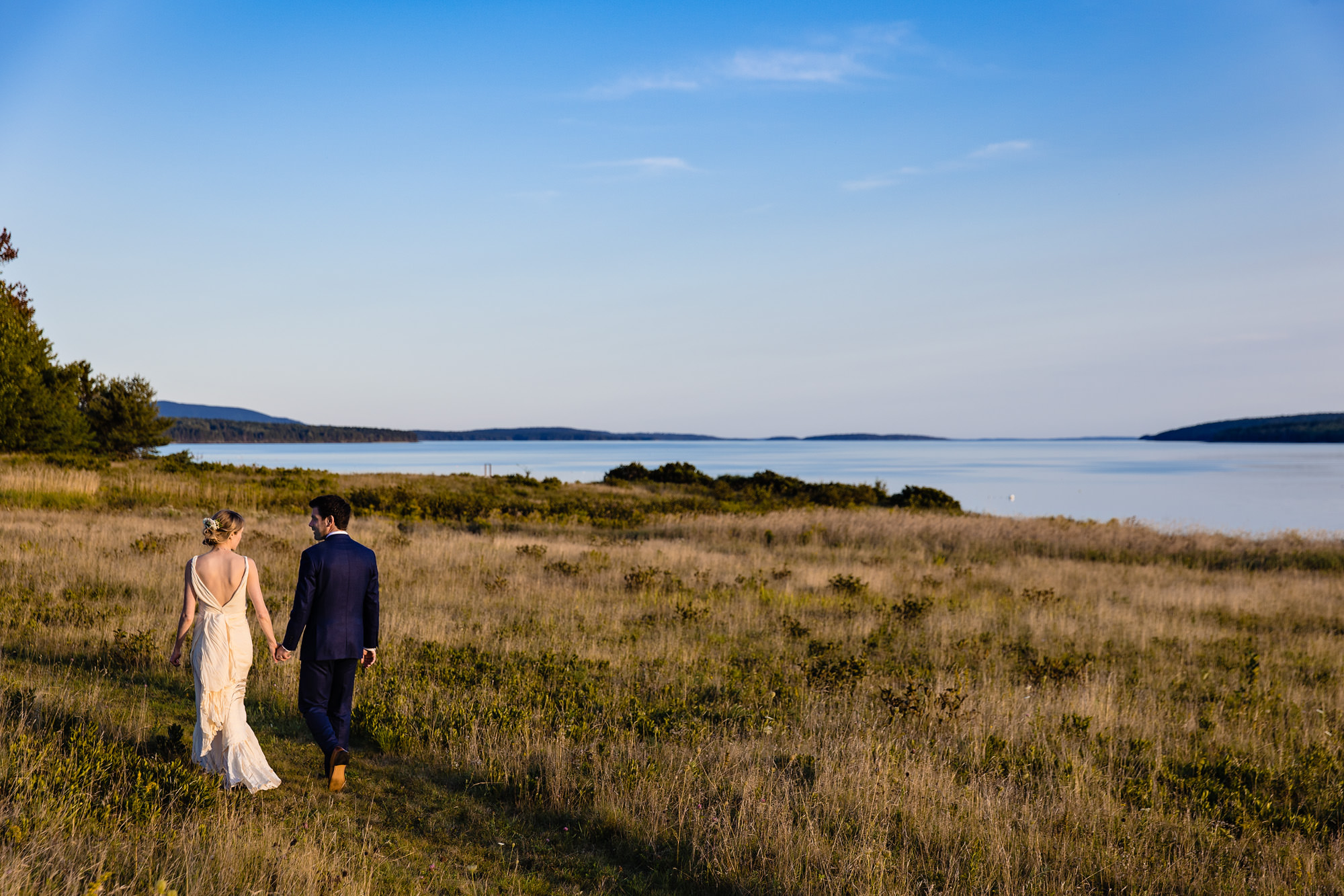 Couples portraits at a wedding in Blue Hill Maine