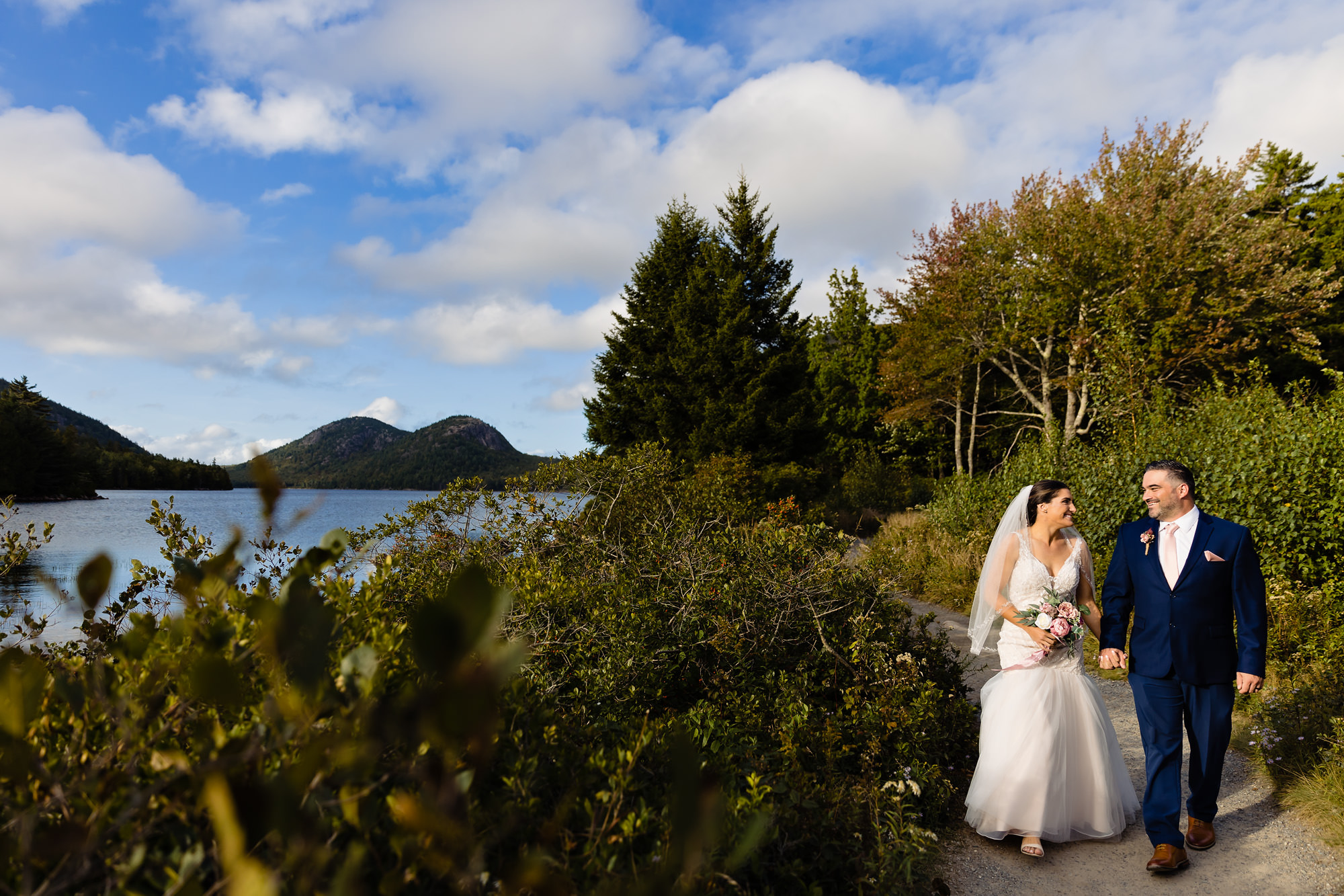 Creative wedding portraits in Acadia National Park