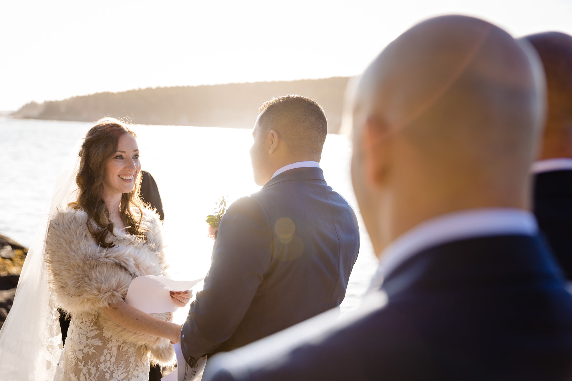 An elopement ceremony on the cliffs in Acadia National Park