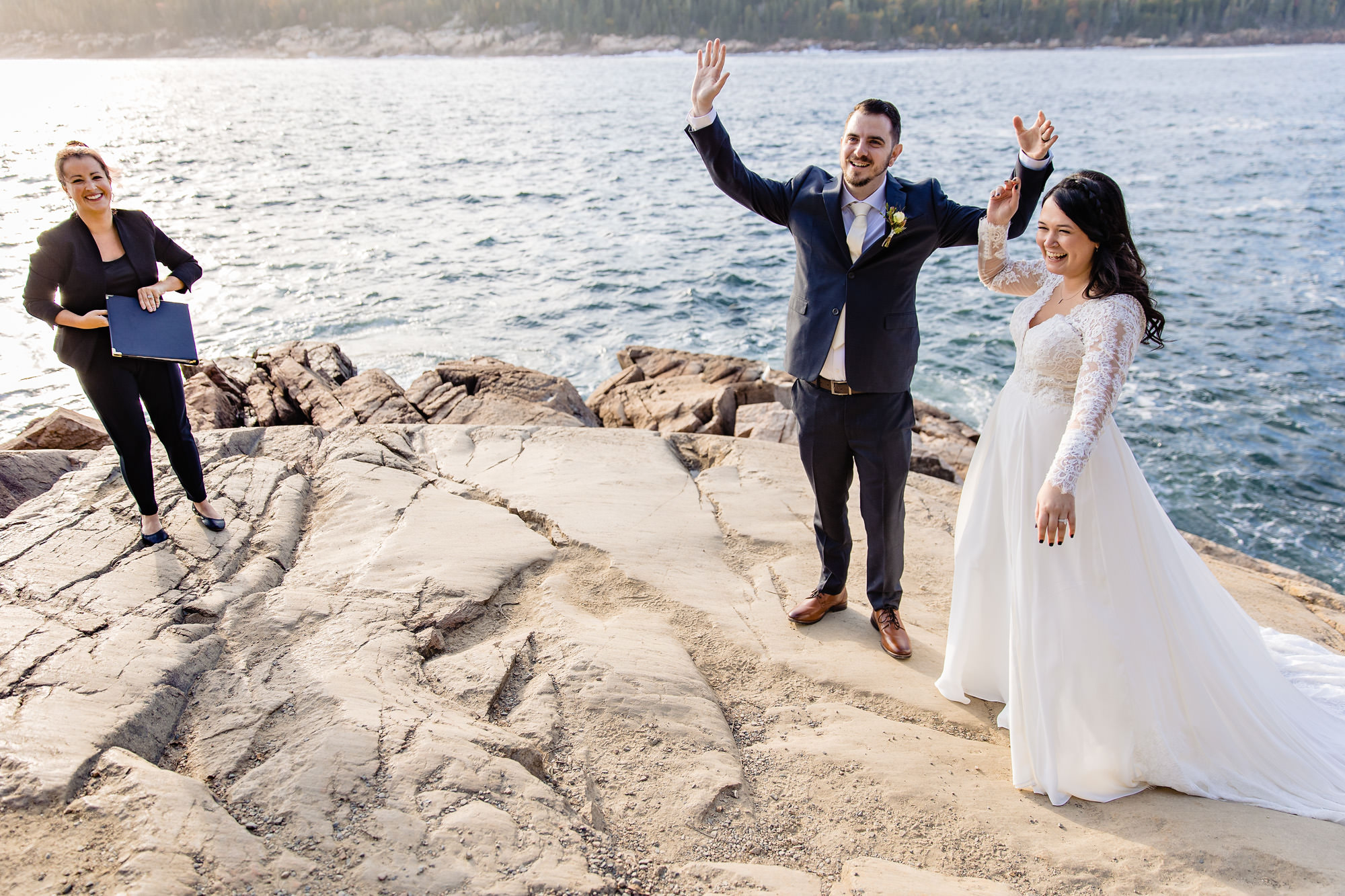 A wedding ceremony on the cliffs in Acadia National Park