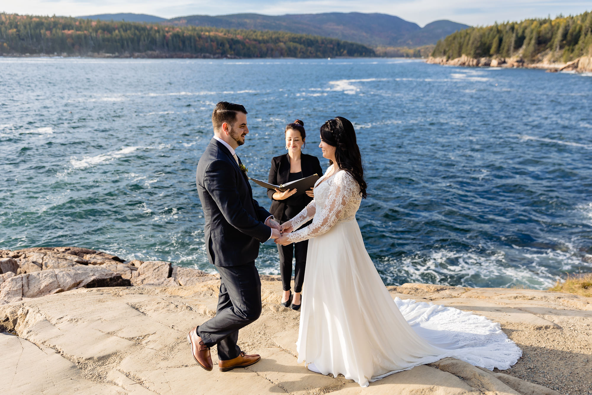 A wedding ceremony on the cliffs in Acadia National Park