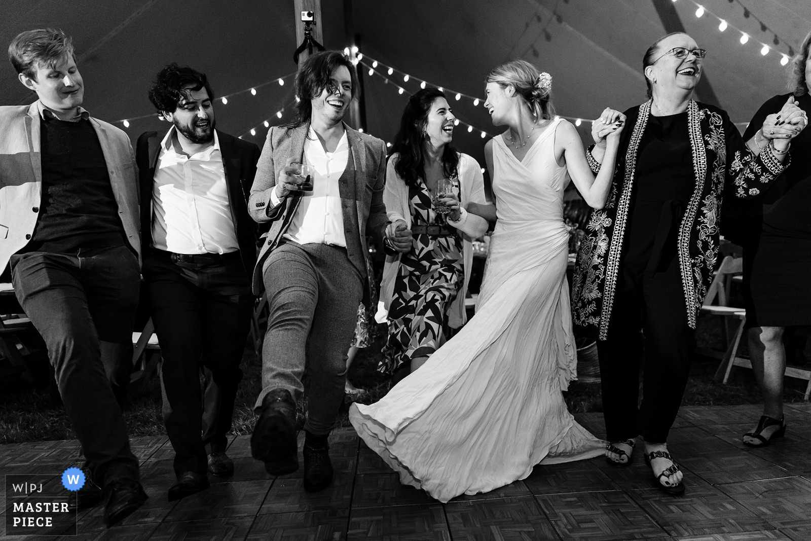Everyone dances at a Blue Hill Maine wedding
