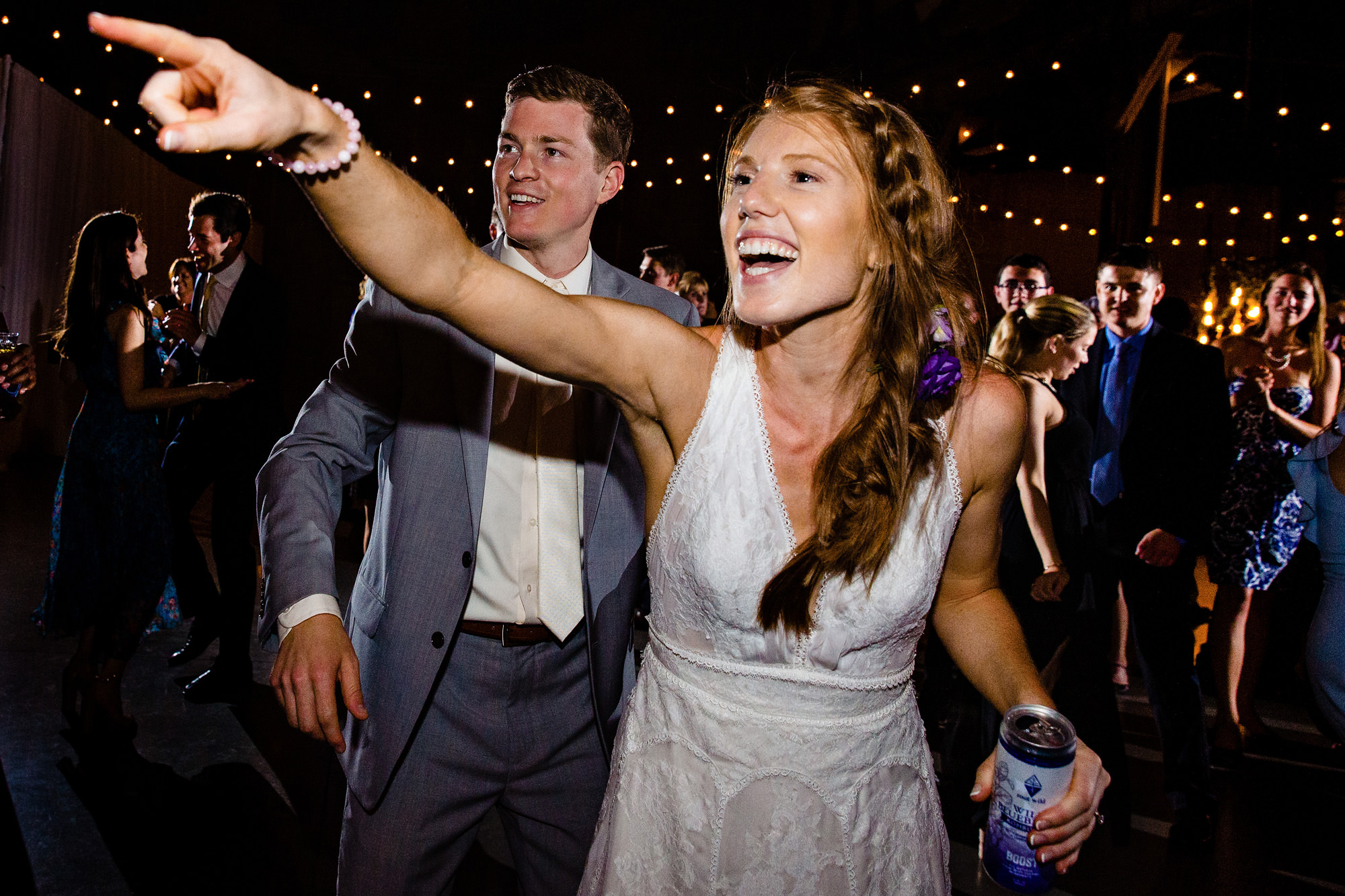 A bride and groom dance at their Brick South wedding in Portland, Maine