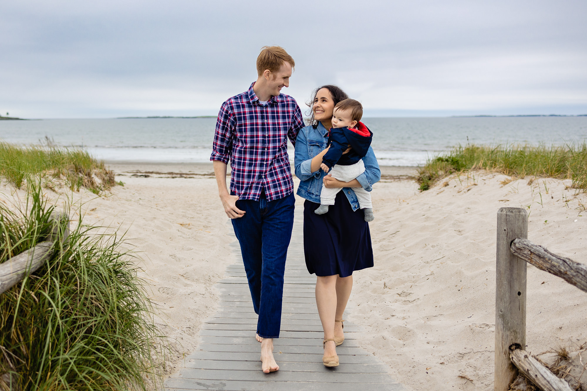 Couples portraits taken at Pine Point Beach in Scarborough, Maine