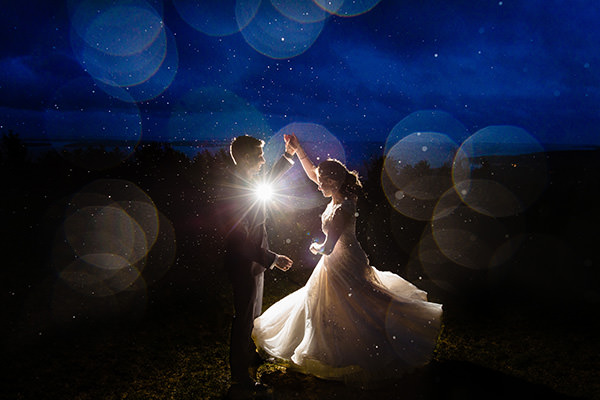A rainy wedding portrait taken in Camden Maine