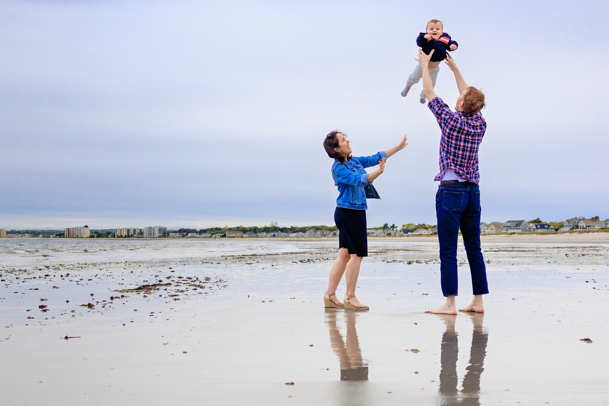 Couples portraits taken at Pine Point Beach in Scarborough, Maine