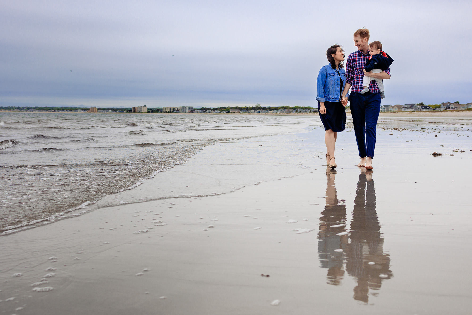 Couples portraits taken at Pine Point Beach in Scarborough, Maine