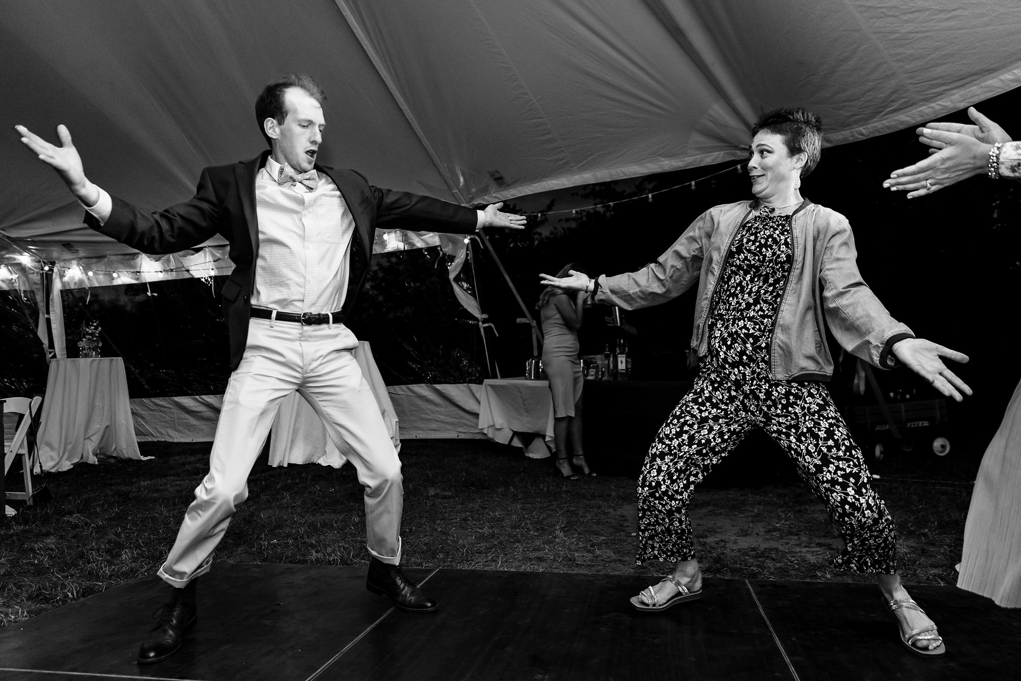An energetic dance floor at a wedding on Chebeague Island, Maine