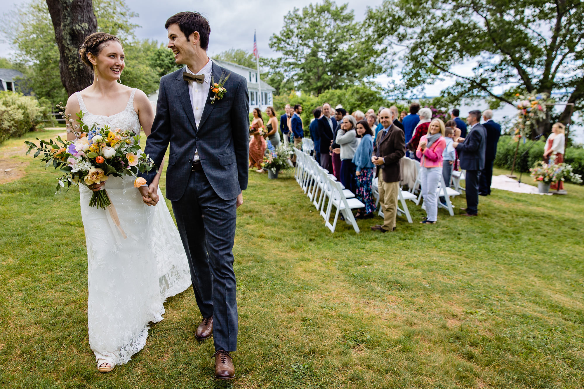 A Chebeague Island wedding ceremony at a family residence