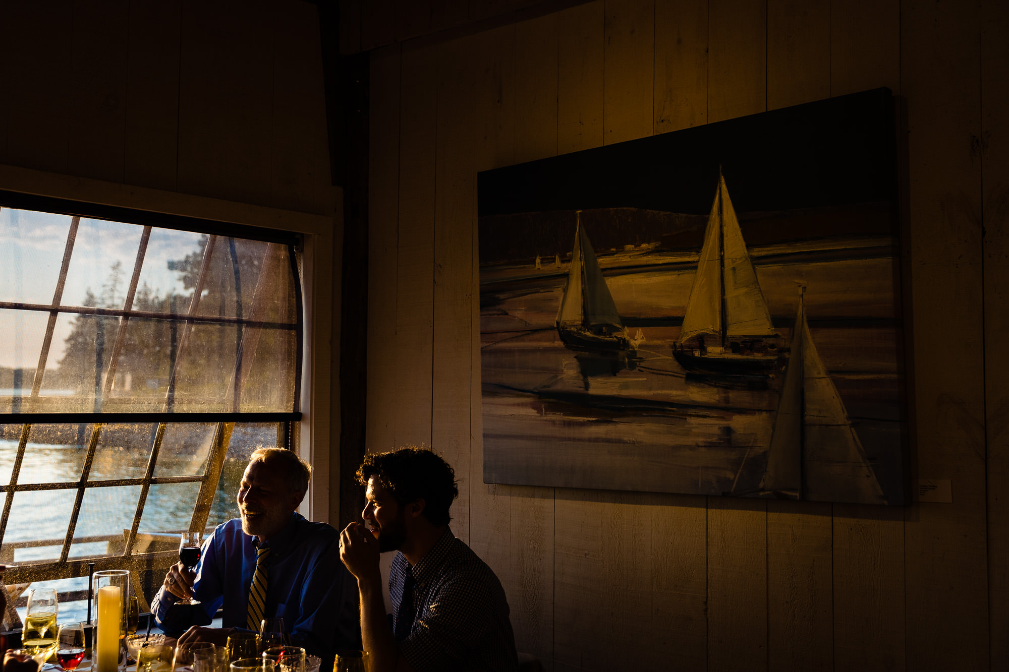 Wedding guests enjoyed themselves during the wedding reception at Islesford Dock Restaurant