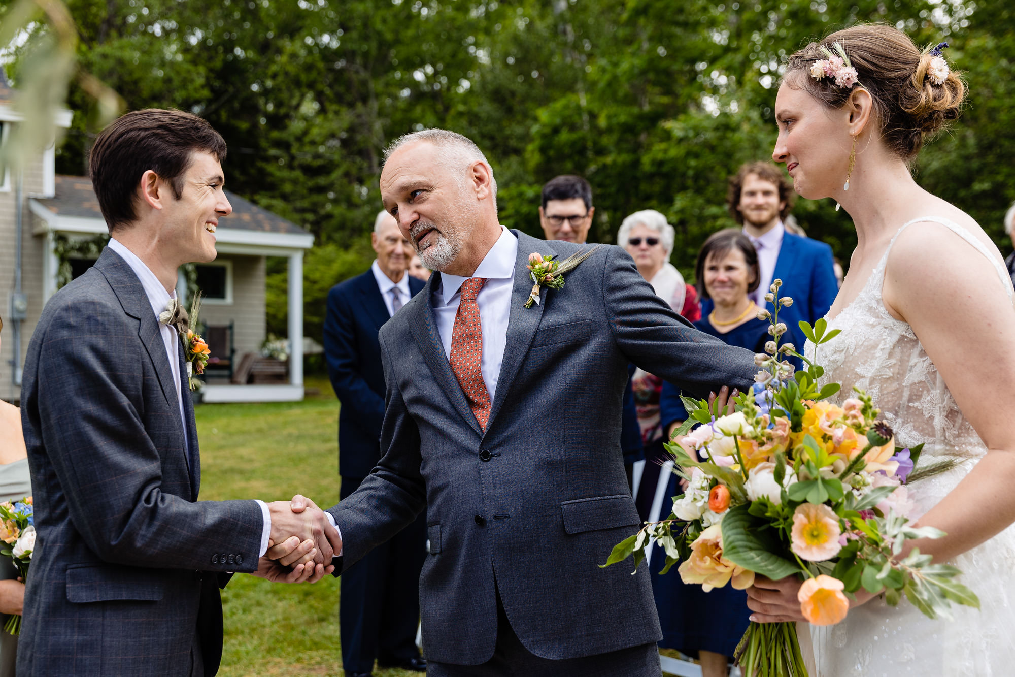 A Chebeague Island wedding ceremony at a family residence
