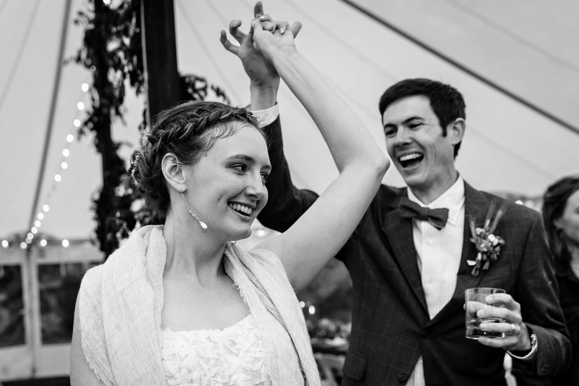 An energetic dance floor at a wedding on Chebeague Island, Maine