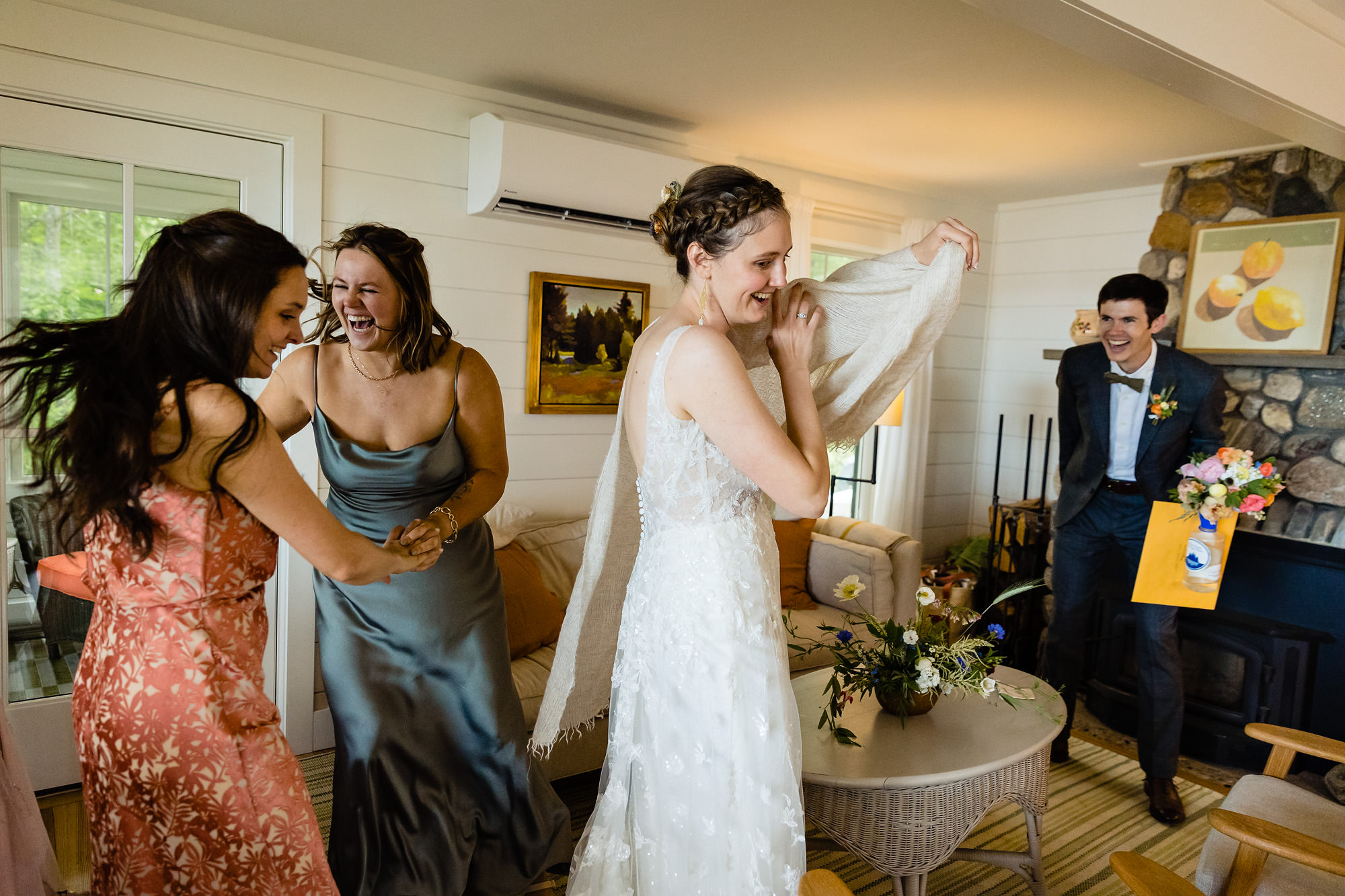 The couple and their friends celebrate their marriage on Chebeague Island